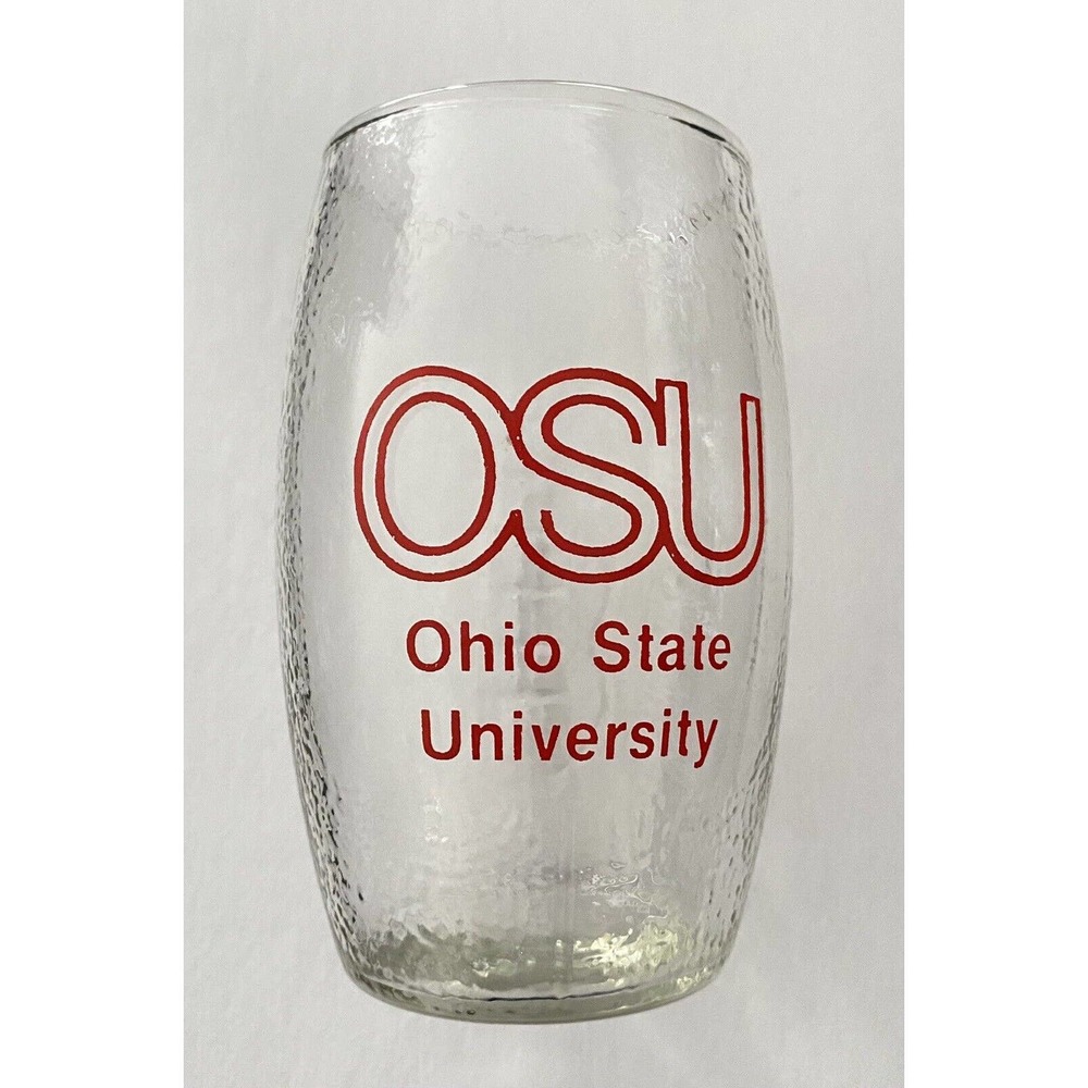 Ohio State University Glass Football Shaped Textured Glass Beer Cup Mug, Vtg